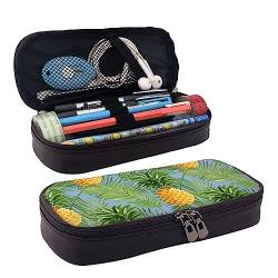 Nette Frische Ananas-Druck-Bleistift-Kasten-Leder-Bleistift-Beutel-Große Kapazitäts-Stift-Tasche Mit Doppeltem, Schwarz , Einheitsgröße von OPSREY