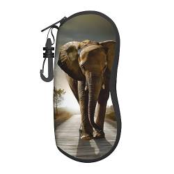 OPSREY 3D Elefant gedruckt Brillenetui mit Clip Tragbare Outdoor Brillenetui, 3D-Elefant, One size von OPSREY