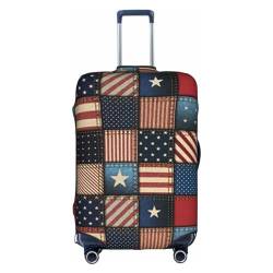 OPSREY Amerikanische Spanien-Flagge, bedruckte Kofferhülle, Reisegepäckhüllen, elastische Gepäckhüllen, Amerikanische Flagge Patchwork, M von OPSREY