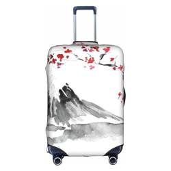 OPSREY Bedruckte Kofferhülle mit Leuchtturm, Reisegepäckhüllen, elastische Gepäckhüllen, Japanischer Berg rote Sonne, L von OPSREY