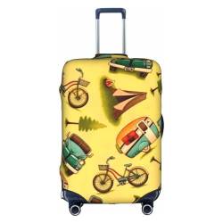 OPSREY Cartoon Cute New York American Theme Art Printed Suitcase Cover Travel Luggage Sleeves Elastic Luggage Sleeves, Auto und Fahrrad, L von OPSREY