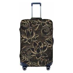 OPSREY Cartoon Cute New York American Theme Art Printed Suitcase Cover Travel Luggage Sleeves Elastic Luggage Sleeves, Boho Gold Lotus Blumen, M von OPSREY