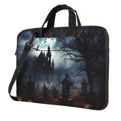 OPSREY Griaffe bedruckte tragbare Computertasche Laptop Umhängetasche Laptoptasche Sleeve, Gothic Happy Halloween, 15.6 inch von OPSREY