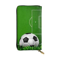 OPSREY Grünes Grasfeld Fußball Druck Lange Brieftasche Leder Frauen Reißverschluss Rund Geldbörse Clutch Tasche Reise Kartenhalter Geldbörse, Grün, Einheitsgröße, grün, Einheitsgröße von OPSREY