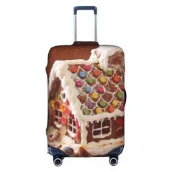 OPSREY Kofferhülle mit Weihnachtsmann-Motiv, bedruckt, Reisegepäckhüllen, elastische Gepäckhüllen, Weihnachtliches Lebkuchen-Dorfhaus, XL von OPSREY