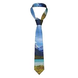 OPSREY Krawatte, Motiv: Berge und Flüsse, modisch, lässig, klassisch, dünn, Schwarz , Einheitsgröße von OPSREY
