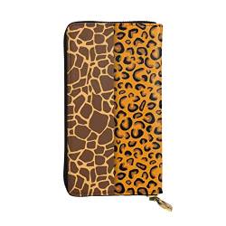 OPSREY Leopard Muster Druck Lange Brieftasche Leder Frauen Reißverschluss Rund Geldbörse Clutch Tasche Reise Kartenhalter Geldbörse, Schwarz, Einheitsgröße, Schwarz , Einheitsgröße von OPSREY