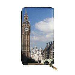 OPSREY London Big Ben Print Lange Geldbörse Leder Frauen Reißverschluss Rund Geldbörse Clutch Tasche Reise Kartenhalter Geldbörse, Schwarz, Einheitsgröße, Schwarz , Einheitsgröße von OPSREY