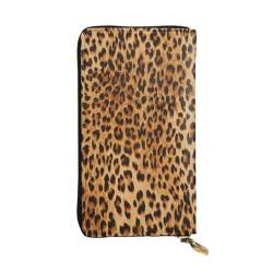 OPSREY Loon Birds Printed Leather Long Clutch Wallet Portable Zip Wallet Genuine Leather Purse, leopardenmuster, Einheitsgröße von OPSREY