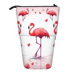 OPSREY Lovely Pink Flamingos Print Teleskop Bleistift Fall Stifthalter Multifunktions Stehen Bleistift Tasche Für Frauen Männer, Schwarz , Einheitsgröße von OPSREY