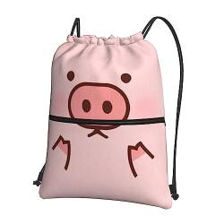 OPSREY Nettes Schwein gedruckt Kordelzug Rucksack Sport Turnbeutel Tragbare Reisetasche, Süßes Schwein, One size von OPSREY