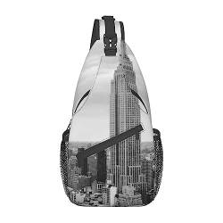 OPSREY New York City Print Sling Bag Rucksack Brusttasche Crossbody Umhängetasche Reise Wandern Daypack, Schwarz , Einheitsgröße von OPSREY