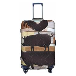 OPSREY Niedliche Pinguine bedruckte Kofferhülle Reisegepäckhüllen Elastische Gepäckhüllen, Kuh-, Huhn- und Schweinemuster, L von OPSREY