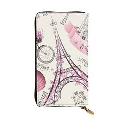 OPSREY Paris Eiffelturm Blume Druck Lange Brieftasche Leder Frauen Reißverschluss Rund Geldbörse Clutch Tasche Reise Kartenhalter Geldbörse, Schwarz, Einheitsgröße, Schwarz , Einheitsgröße von OPSREY