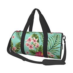 OPSREY Reisetasche mit großem Fassungsvermögen, rund, Motiv: Fußball, Grün, Hawaiianische tropische Blätter Blumen, Einheitsgröße von OPSREY