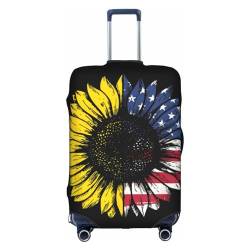 OPSREY Sunset Hawaiian Palm Tree Printed Suitcase Cover Travel Luggage Sleeves Elastic Luggage Sleeves, Amerikanische Sonnenblumen-Flagge., L von OPSREY