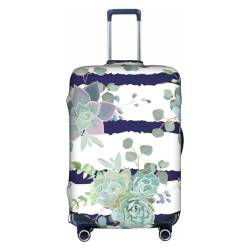 OPSREY Sunset Hawaiian Palm Tree Printed Suitcase Cover Travel Luggage Sleeves Elastic Luggage Sleeves, Gestreifte Sukkulenten, L von OPSREY