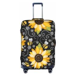 OPSREY Sunset Hawaiian Palm Tree Printed Suitcase Cover Travel Luggage Sleeves Elastic Luggage Sleeves, Sonnenblumenbienen, L von OPSREY