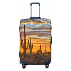 OPSREY Sunset Hawaiian Palm Tree Printed Suitcase Cover Travel Luggage Sleeves Elastic Luggage Sleeves, Sonnenuntergang Kaktus in der Wüste, M von OPSREY