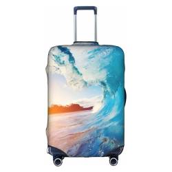 OPSREY Trendiger Wolf bedruckte Kofferhülle Reisegepäckhüllen Elastische Gepäckhüllen, Sunset Sea Surfen Seascape, L von OPSREY