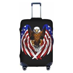 OPSREY Winter Old Cable Ski Lift Printed Suitcase Cover Traveling Luggage Sleeves Elastic Luggage Sleeves, USA-Flagge, Patriotischer Adler, XL von OPSREY