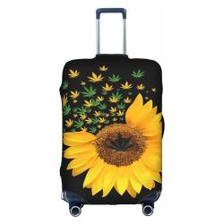 OPSREY Winter Old Cable Ski Lift Printed Suitcase Cover Traveling Luggage Sleeves Elastic Luggage Sleeves, Unkraut mit Sonnenblume, XL von OPSREY