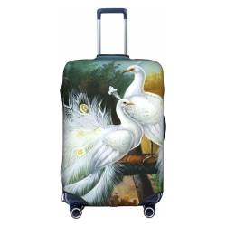 OPSREY Winter Old Cable Ski Lift Printed Suitcase Cover Traveling Luggage Sleeves Elastic Luggage Sleeves, Weißer Pfau, S von OPSREY