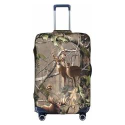 OPSREY Winter Old Cable Ski Lift Printed Suitcase Cover Traveling Luggage Sleeves Elastic Luggage Sleeves, Wildlife Jagd Hirsch Bär Elch, M von OPSREY