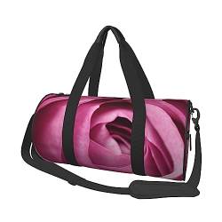 Pink Rose Flowers Print Duffel Bag Overnight Bag Large Capacity Foldable Unisex Gym Bag For Travel Outdoor, Black, One Size, Schwarz , Einheitsgröße von OPSREY
