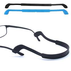 OPUGIT Brille Strap Brillenband Antirutsch Silikon Brille Strap Brille Retainers Sport Elastic Soft Sonnenbrille Kordelhalter für Männer Frauen 2PCS,Schwarz/Hellblau von OPUGIT