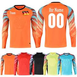 OPUTWDF Torwarttrikot mit Namen Nummer Personalisieren Fußball Torwarttrikots für Jungen Kinder Benutzerdefiniert Torwart Trikots mit Mannschaft Logo von OPUTWDF