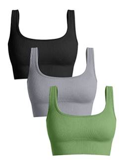 OQQ Damen Tank Top Casual, Schwarz, Grau, Grün, Small von OQQ