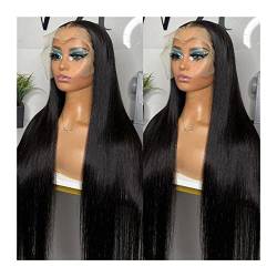 HD-transparente Lace-Front-Echthaar-Perücken für schwarze Frauen, knochengerade Lace-Frontal-Verschluss-Perücken, brasilianisches Remy-Haar, vorgezupft mit Babyhaar (10,2 x 10,2 cm, Lace-Perücke, 20,3 von OQRDVVTT