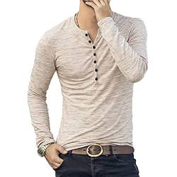 Herren Langarm kurzärmliges Henley-Hemd Atmungsaktiv Casual Tops Gemischte Farbe Regular Slim Fit Henley Shirt von ORANDESIGNE