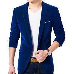 ORANDESIGNE Anzugjacken Herren Sakko Samtstruktur Slim Fit Männer Blazer Modern Freizeit Sakko Leichte Jackett C Blau XL von ORANDESIGNE