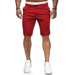 ORANDESIGNE Cargo Shorts Herren Baumwolle Chino Shorts Herren Klassische Stretch Shorts Herren Sommer Mit Sechs Taschen A Rot M von ORANDESIGNE