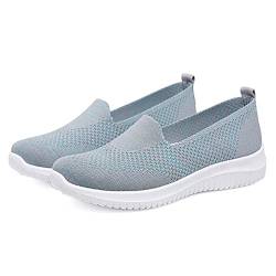 ORANDESIGNE Damen Bequem Slip On Sneakers Mesh Leichte Atmungsaktiv Freizeitschuhe Outdoor Gestrickte Loafers Gehen Flache Schuhe B Grün 39 EU von ORANDESIGNE