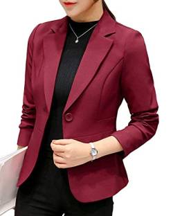 ORANDESIGNE Damen Blazer Cardigan Elegant Leicht Bolero Jacke Blazer Slim Fit Anzug Trenchcoat Weinrot DE 36 von ORANDESIGNE