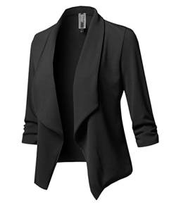 ORANDESIGNE Damen Blazer Jacke Kurz Tailliert Anzugjacke Sportlich Damenblazer Casual Slim Schulterjacke Freizeit Cardigan Business Jacke Lässige Strickjacke Schwarz XL von ORANDESIGNE