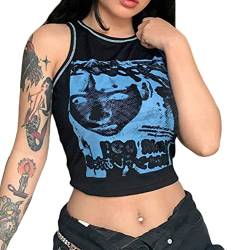 ORANDESIGNE Damen Crop Tops Skelett Grafik Lässig T-Shirt Rundhals Schlanke Frauen Y2K Graphic Print T-Shirt Gothic Punk Casual Kurzarm Crop Tee Vintage Shirts Harajuku Streetwear T Schwarz 02 S von ORANDESIGNE