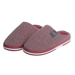 ORANDESIGNE Damen Herren Winter Wärme Hausschuhe Memory Foam Plüsch Pantoffeln rutschfest Slipper Unisex Hausschuhe für Damen Herren für Winter Slipper Pantoffeln rutschfeste Gummisohle Weinrot 43 EU von ORANDESIGNE