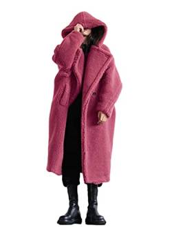 ORANDESIGNE Damen Jacken Mäntel Winterparka Frauen Winter Warm Outwear Vintage Oversize Lang Plüschjacke Cardigan Wärmemantel Ubergangsjacke Rosa XS von ORANDESIGNE