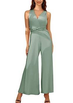 ORANDESIGNE Damen Jumpsuit Multiway V-Ausschnitt Elegant Rückenfrei Ärmellos Schulterfrei Infinity Overalls Bandeau Top Playsuit Lang Romper Formal Hochzeit Cocktail Party Festlich A Grün XS von ORANDESIGNE