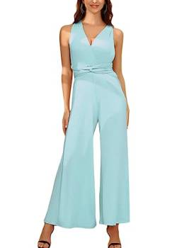 ORANDESIGNE Damen Jumpsuit Multiway V-Ausschnitt Elegant Rückenfrei Ärmellos Schulterfrei Infinity Overalls Bandeau Top Playsuit Lang Romper Formal Hochzeit Cocktail Party Festlich A Hellblau XS von ORANDESIGNE