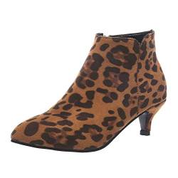 ORANDESIGNE Damen Kleiner Absatz Frauen Ankle Boots Wildleder Reissverschluss Stiefel Mit Absatz 5cm A Leopard 40 EU von ORANDESIGNE