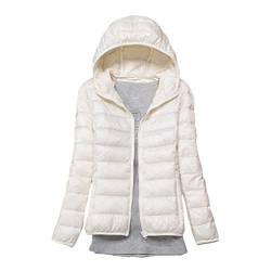 ORANDESIGNE Damen Mantel mit Kapuze Daunenjacke Warme Steppjacke Übergangs Winterjacke Übergangsjacke Outdoorjacke Mädchen Casual Parka Wintermantel Daunenmantel Weiß XS von ORANDESIGNE