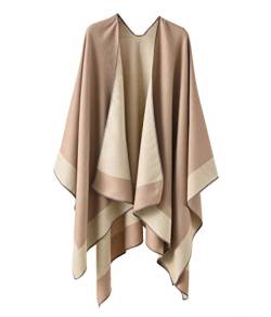 ORANDESIGNE Damen Poncho Schal Cashmere Feeling Strick Cape Cardigan Gestrickt Überdimensionalen Decke Kap-Schal Für Frauen Mutter Geschenk A Aprikose von ORANDESIGNE