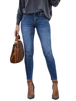 ORANDESIGNE Damen Skinny Jeans Mittlerer Bundhöhe Stretch Schmal Geschnittene Jeanshose Hellblau XL von ORANDESIGNE