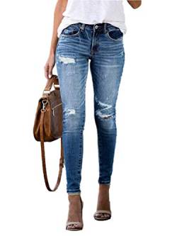 ORANDESIGNE Damen Skinny Jeans Mittlerer Bundhöhe Stretch Schmal Geschnittene Jeanshose Z3 Hellblau S von ORANDESIGNE
