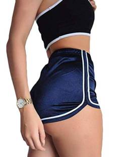 ORANDESIGNE Damen Sport Shorts Glänzende Hosen Yoga Hot Shorts Aktive Lounge Shorts Noos Hose E Blau L von ORANDESIGNE
